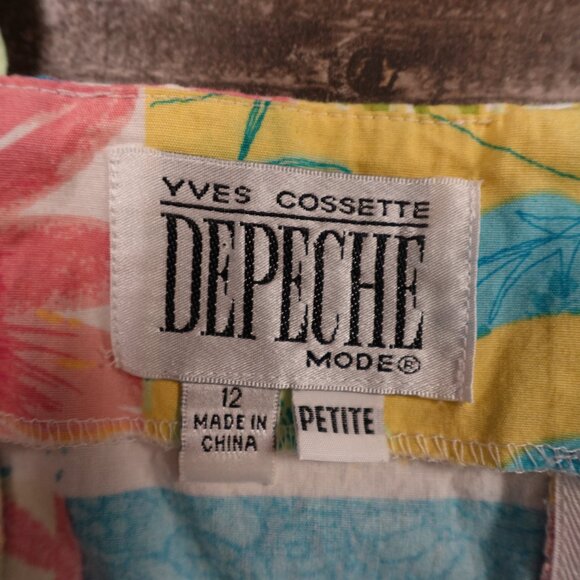 Yves Cossette Depeche Mode Patchwork Sundress Women’s Size 12 Petite Floral - Picture 3 of 11